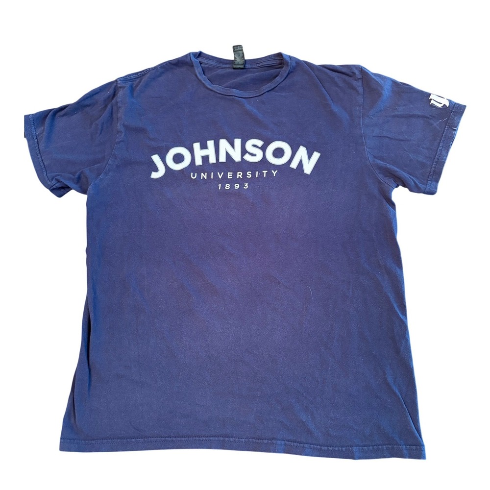 Gildan Softstyle Johnson University‎ 1893 Navy Blue Graphic T-Shirt Womens Large